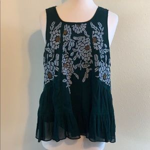 Anthropologie embroidered sleeveless blouse
